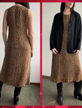 Rare Vintage Ralph Lauren Silk Leopard Print Dress Size 6